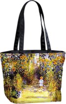 Handtas - Tas - Shopper - stof met Print van bekende schilderij "Jardin à Vetheuil" van Claude Monet