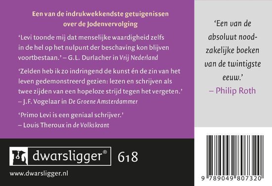 Is dit een mens DL, Primo Levi | 9789049807320 | Boeken | bol