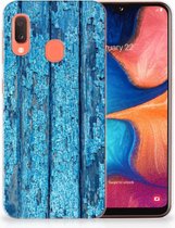 Geschikt voor Samsung Galaxy A20e TPU Hoesje Wood Blue