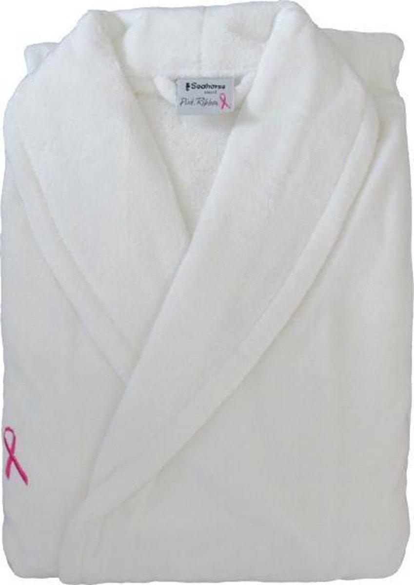 Seahorse Pink Ribbon Badjas - S - White