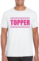 Topper t-shirt wit met roze bedrukking heren M