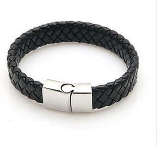 Maak los Tegenstander produceren Leren heren armband zwart | bol.com