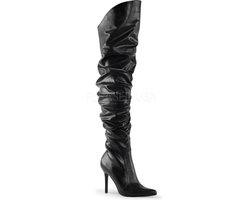 Classique-3011 hoge overknee scrunch laars met puntige neus en stiletto hak zwart - (EU 39 = US 9) - Pleaser