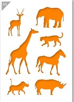 QBIX African Animal Template A3 Size Plastic - Elephant is 12cm wide