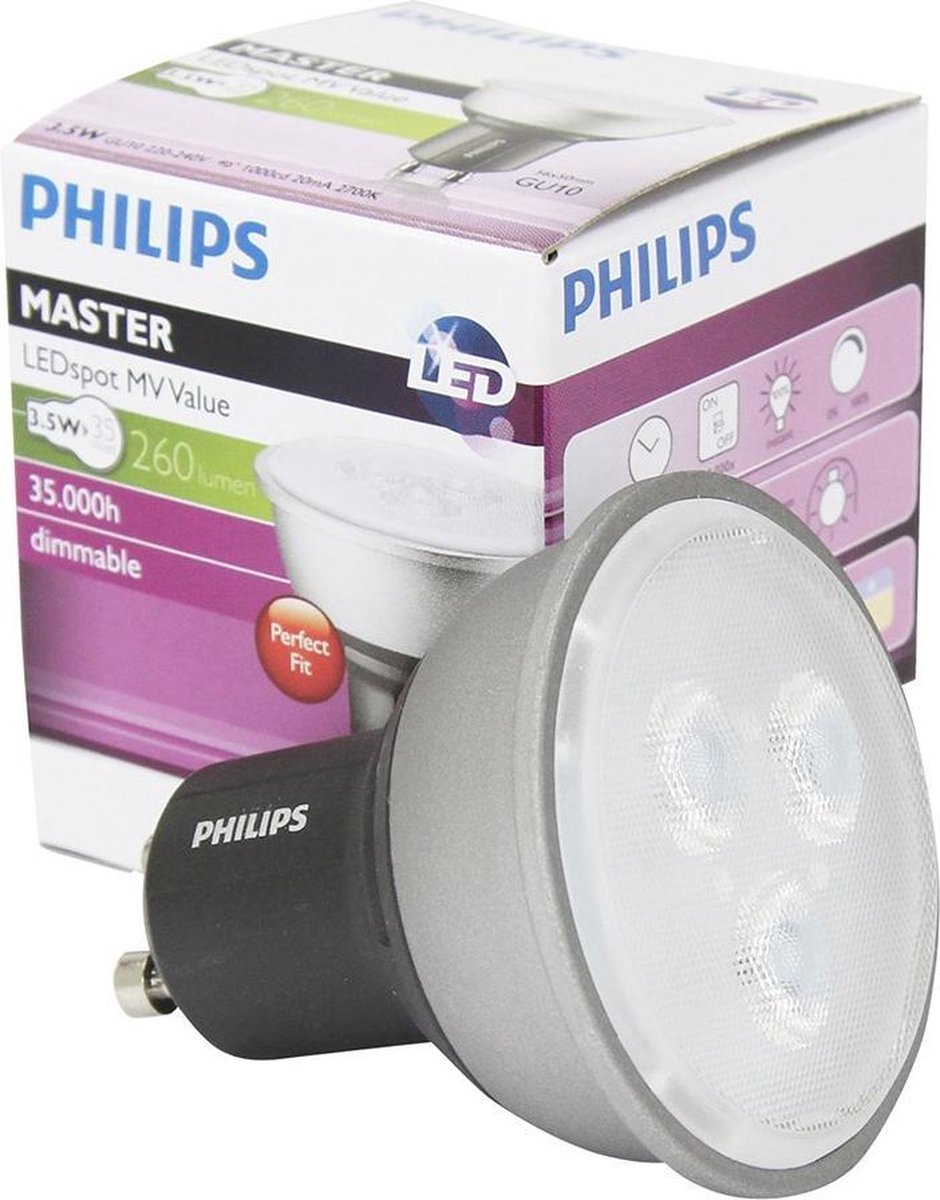 Breathing burst wire Philips master LED Lamp - Spot - Dimbaar - 3.5W = 35W - 4 stuks | bol.com