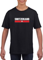 Zwart Zwitserland supporter t-shirt voor kinderen L (146-152)