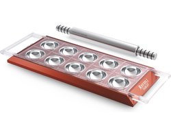 Marcato - Multifunctionele Raviolimaker - Ravioli Mal - Ravioli Vorm - Deegroller - Ravioli Maker - Ravioli Tablet van Aluminium - Rood - 10 Vaks