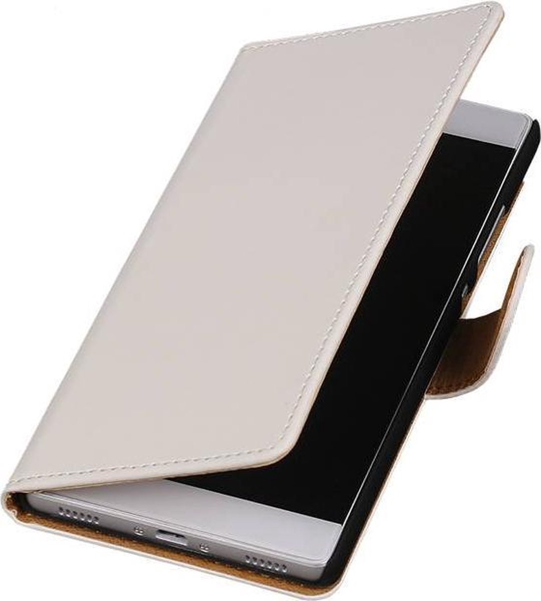 Huawei P8 - Effen Wit - Book Case Wallet Cover Hoesje