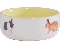 Konijnenvoerbak Ceramic Geel