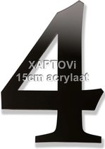 Xaptovi Huisnummer 4 Materiaal: Acrylaat - Hoogte: 15cm - Kleur: Zwart