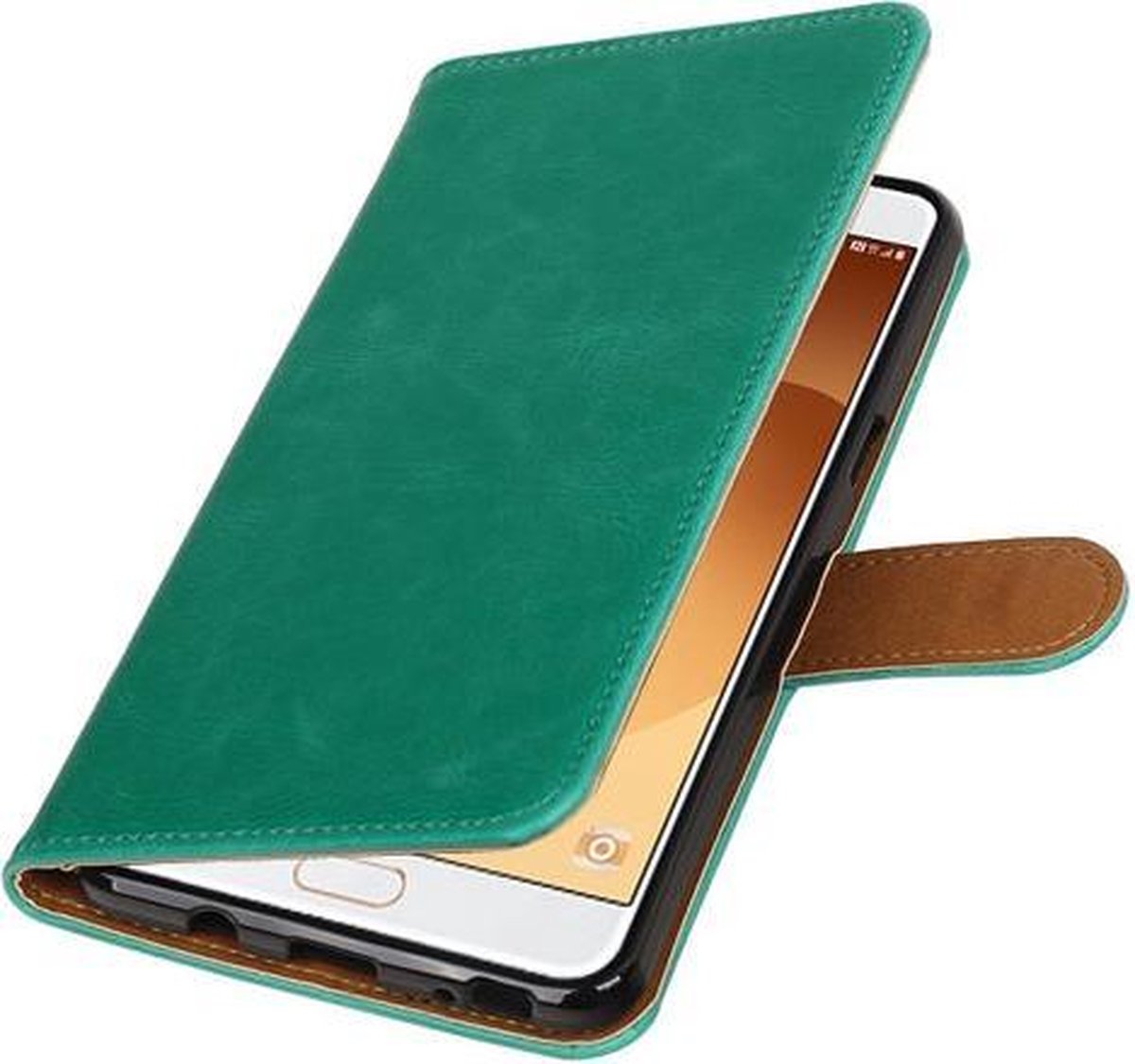 Groen Pull-Up PU booktype wallet cover hoesje voor Samsung Galaxy C9