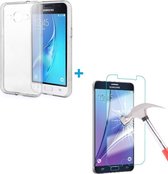 Samsung Galaxy J3 2016 Ultra Dunne TPU silicone case cover Met Gratis Tempered glass Screenprotector