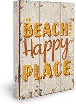 The beach is our happy place Houten Decoratie 15 x 2,5 x 20 cm