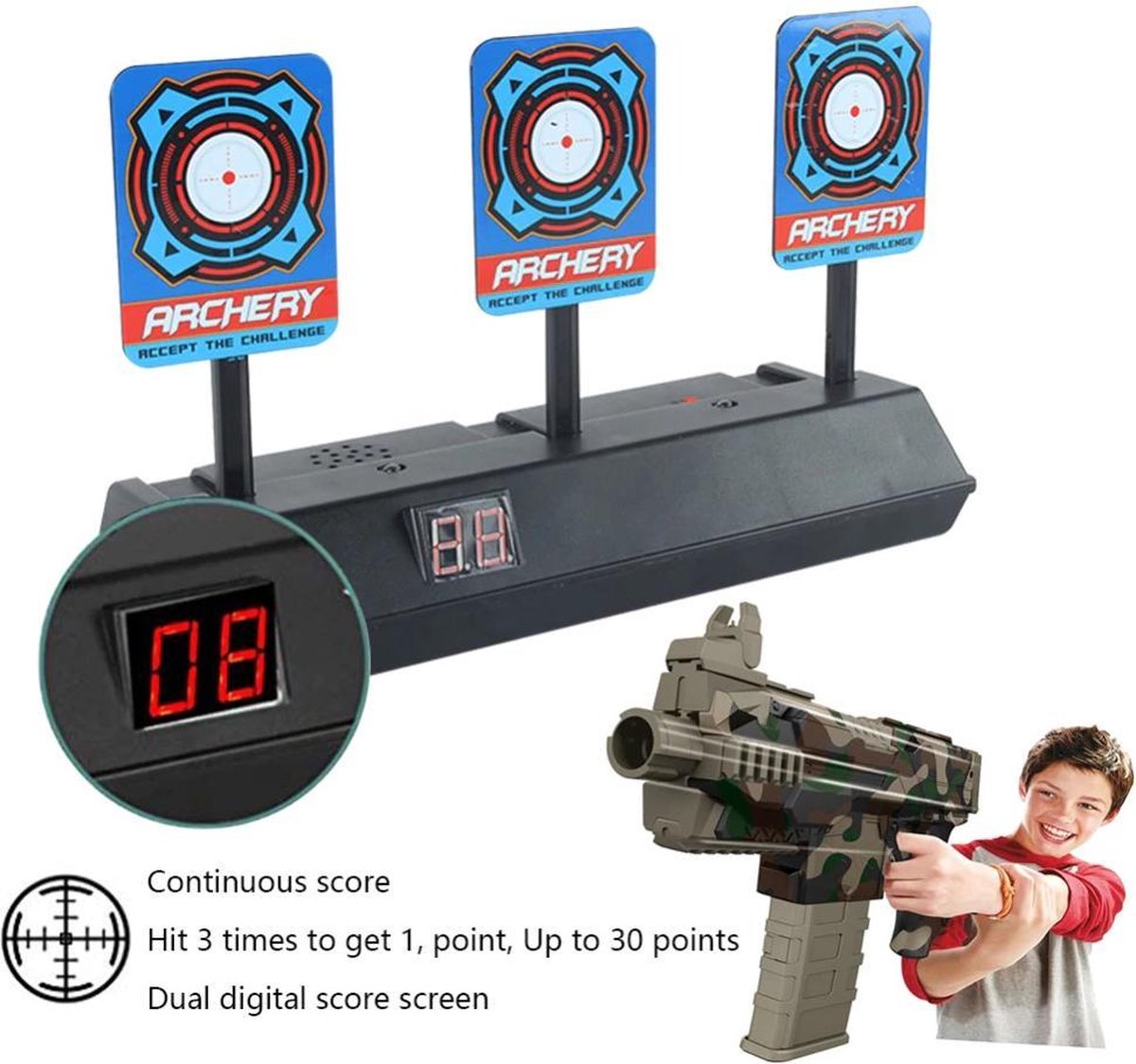 Cible électronique Nerf – Panneau De Score Interactif Avec Reset – Jeu De Tir