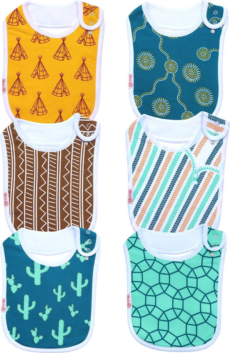 Goedkoopste Slabbetjes baby | 6 slabbers organisch katoen | t/m 3 jr | hippe slab jongens | FB04