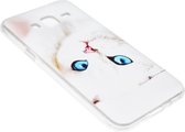 Wit katten siliconen hoesje Geschikt Voor Samsung Galaxy J3 (2015) / J3 (2016)