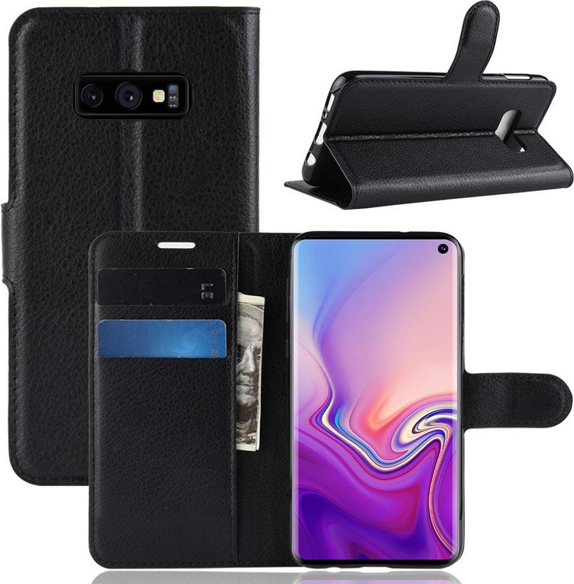 Book Case - Geschikt voor Samsung Galaxy S10e Hoesje - Zwart