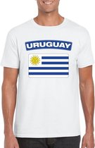 T-shirt met Uruguayaanse vlag wit heren XL
