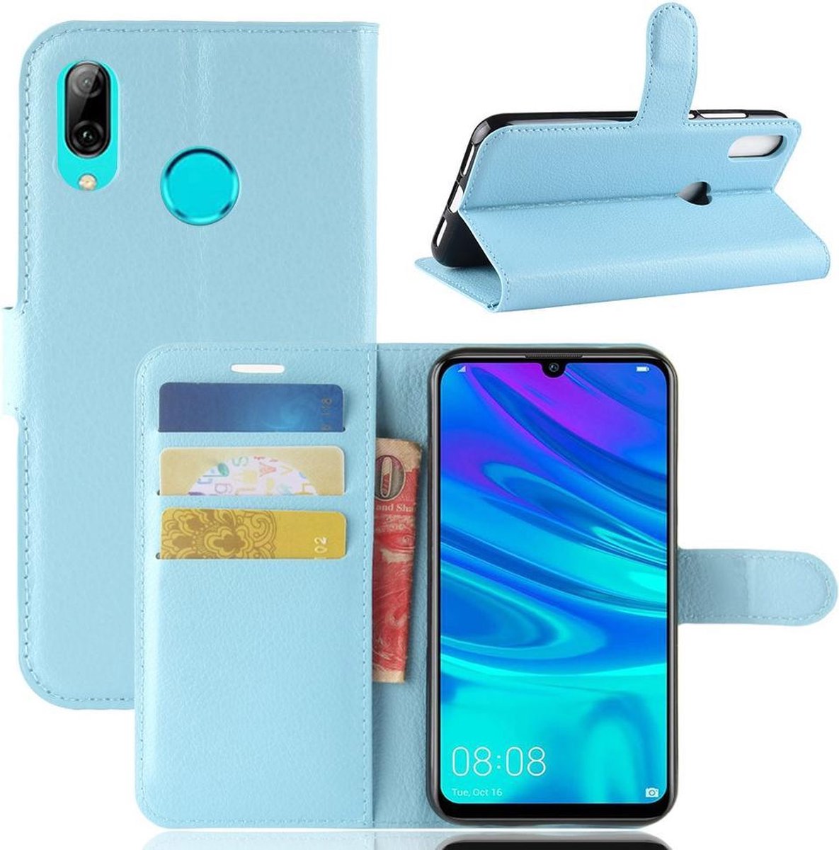Book Case - Geschikt voor Huawei P30 Lite Hoesje - Lichtblauw