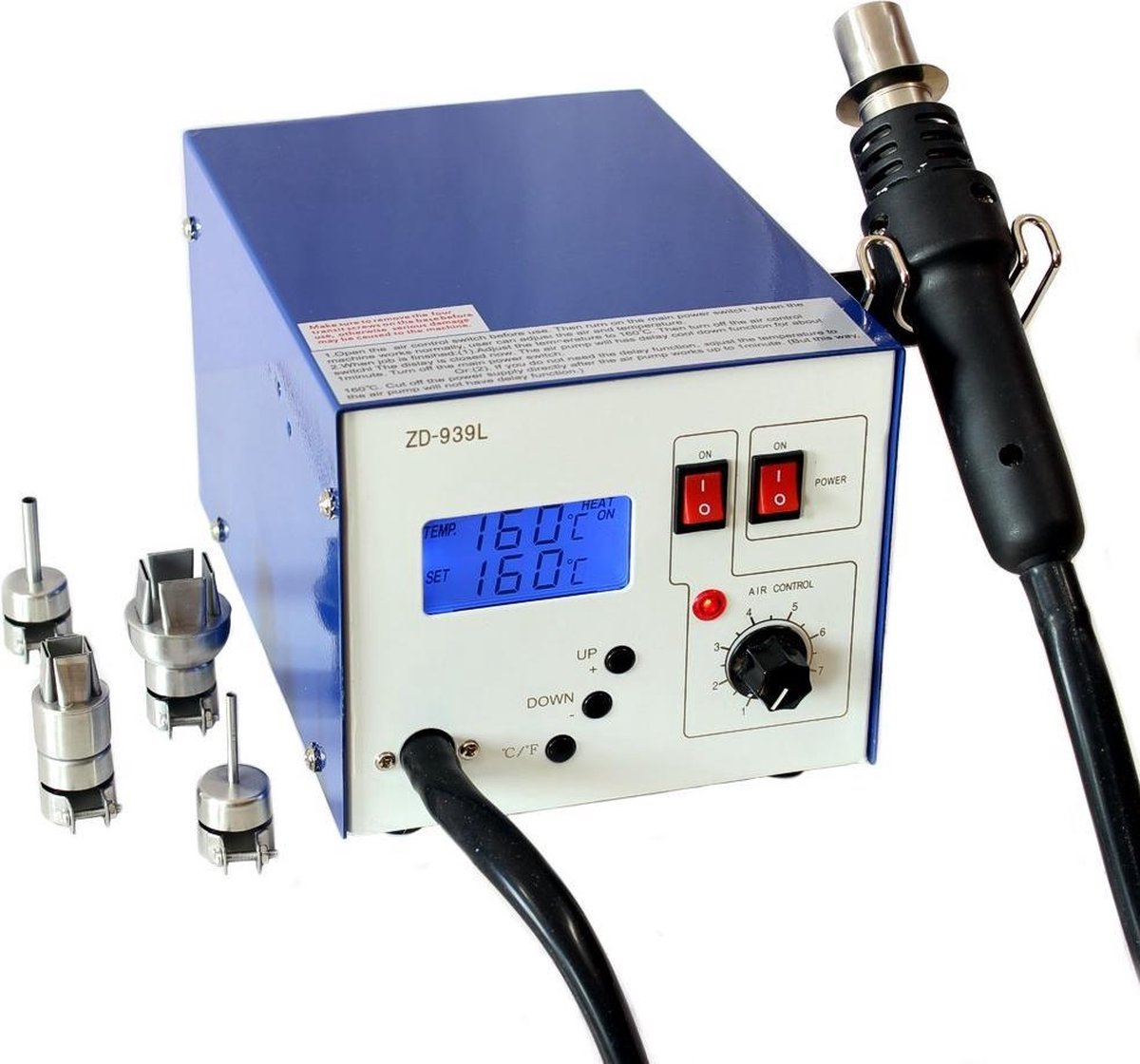 Digitaal Soldeerstation 853D - 3-in-1 Met Heteluchtpistool - Temperatuur 200-480°C - Voor SMD & Elektronica Reparatie