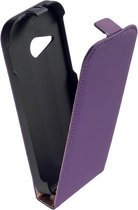 LELYCASE Paars Lederen Flip Case Cover Hoesje HTC One Mini 2