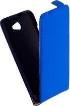 LELYCASE Lederen Flip Case HTC Desire 516 Flipcover Hoesje Blauw