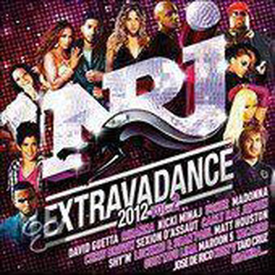 Albumcover met de tekst "NRJ Extravadance 2012 Vol. 2" en foto's van artiesten.