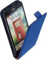 LELYCASE Blauw Echt Lederen Flip Case Hoesje LG L70