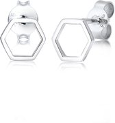 Elli Oorbellen Hexagon geo trend minimalistisch filigraan 925 zilver
