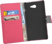 LELYCASE Bookcase Flip Wallet Cover Hoesje Sony Xperia M2 Roze