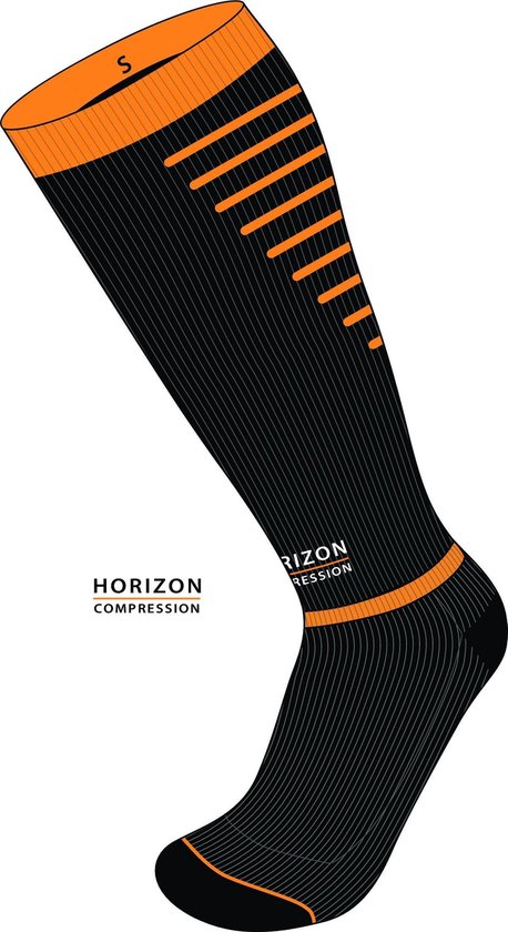 Bas de compression Horizon Sport noir / orange Small (35-38) Veau: 28-36cm)