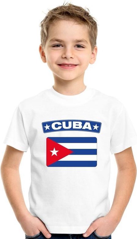 T-shirt met Cubaanse vlag wit kinderen