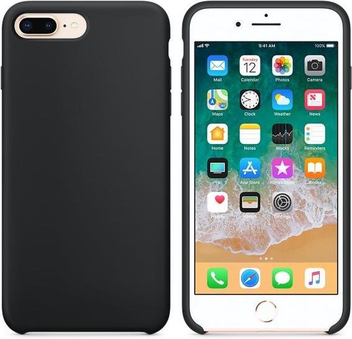 Hoogwaardige Silicone Case / Cover / Hoes voor iPhone 8 Plus / 7 Plus Zwart