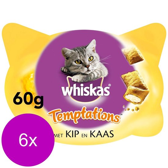 Whiskas Temptations 60 g - Kattensnack - 6 x Kip&Kaas