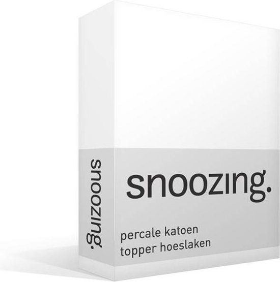 Snoozing - Percale katoen - Topper - Hoeslaken - Eenpersoons - 100x220 cm - Wit