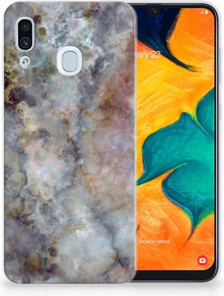 Samsung Galaxy A30 TPU Siliconen Hoesje Marmer Grijs