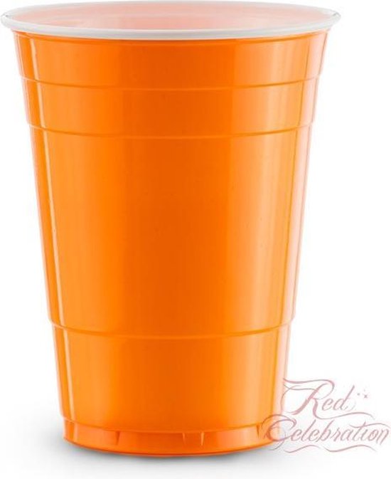 100 American Orange Cups - 500ml Oranje Party Cups Original - Beer Pong bekers