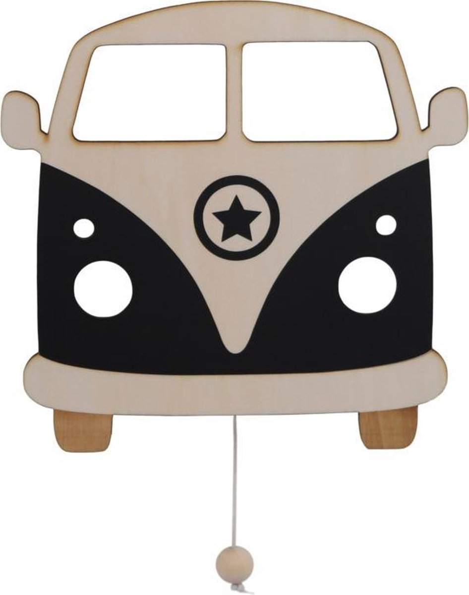 Houten muziekdoosje baby Retro Bus zwart Mozarts lullaby