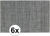 6x Placemats met geweven print grijs 45 x 30 cm