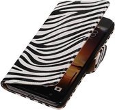 Zebra Bookstyle Wallet Case Hoesjes voor HTC One X9 Wit