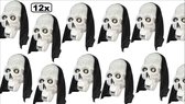 12x Masker dood + hoofddoek - Halloween horror griezel doods hoofd dood