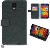 Zwart stoffen agenda wallet hoesje samsung Galaxy note 3 N9000