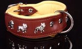 Dog's Companion Leren Halsband - Franse Bulldog - 51-60 cm x 50 mm - Bruin/Naturel