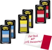 Post-it® Index Standaard, Duo Pack, Rood/Geel, 25.4 x 43.2 mm, 50 Tabs/Dispenser