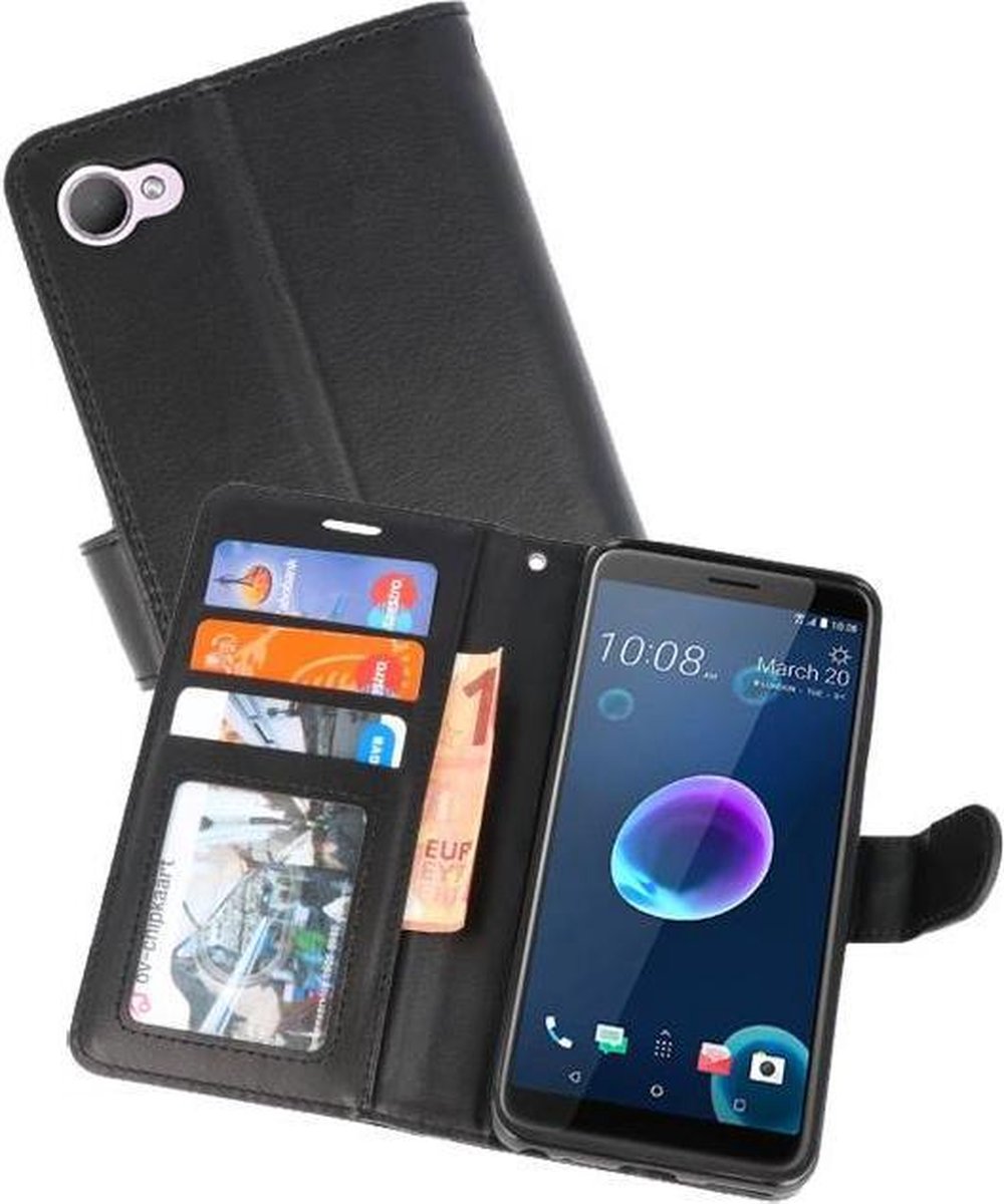 Wallet Cases Hoesje Geschikt voor HTC Desire 12 - Zwart