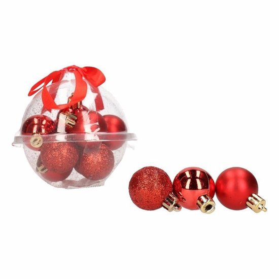 galop Perforeren liberaal 12 -delige rode mini kerstballen set - kunststof / plastic | bol.com