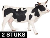 2x Plastic koeien van 14 cm - Speelgoed boerderij dieren