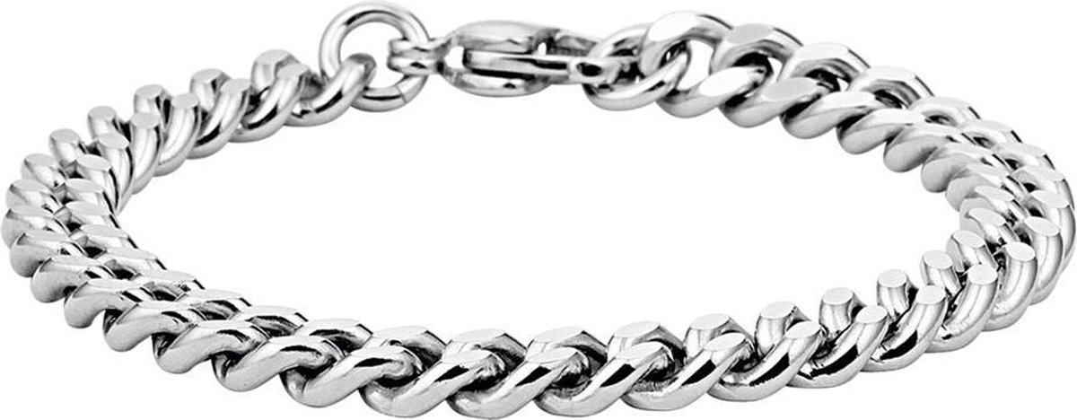 The Jewelry Collection Armband Geslepen Gourmet 6,2 mm - Staal