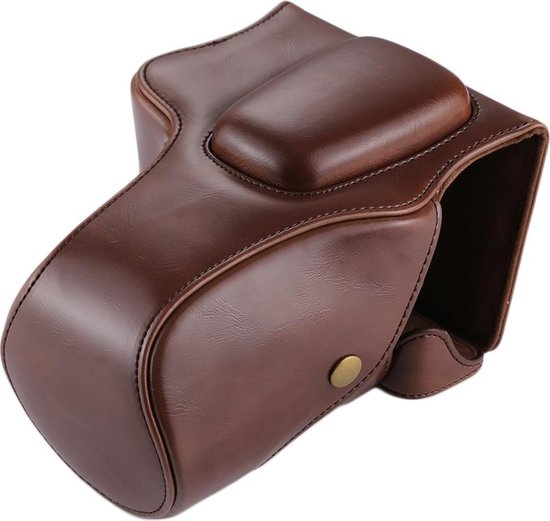 Full Body Camera PU Leather Case Bag for Canon EOS 200D  (18-55mm Lens)(Coffee) - Merkloos