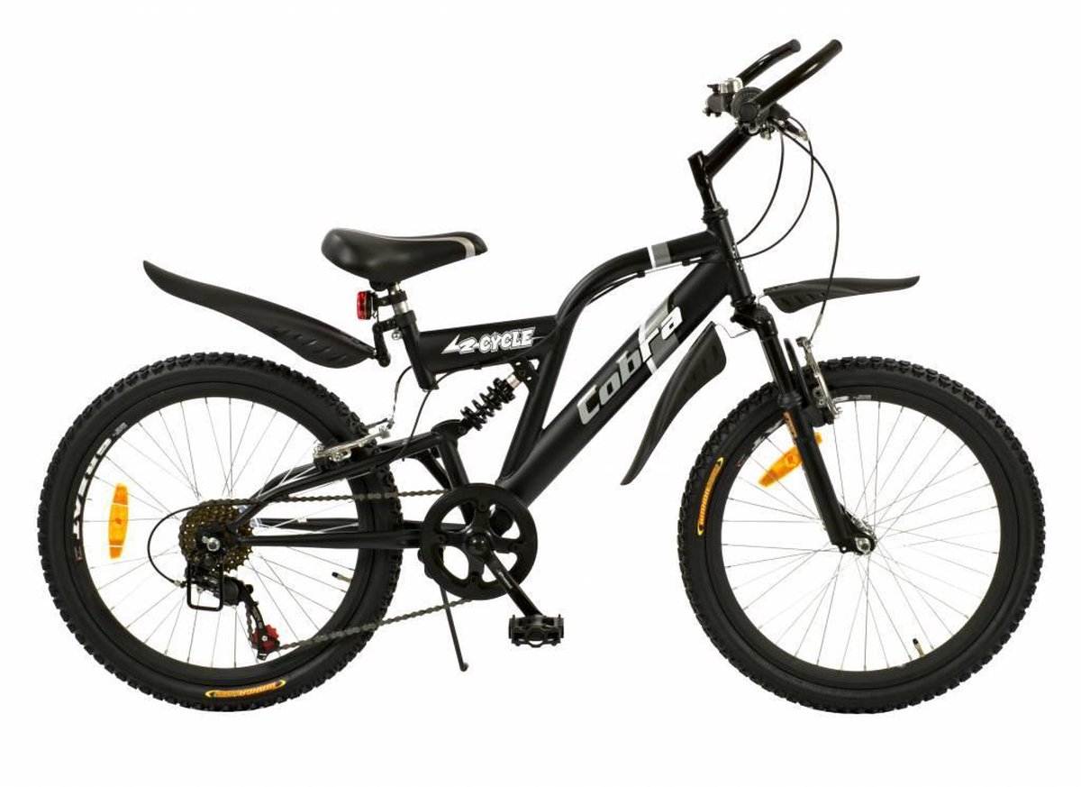 2Cycle Cobra Kinderfiets - 22 inch - 6-Speed - Mat-Zwart - Jongensfiets-  Mountainbike | bol.com